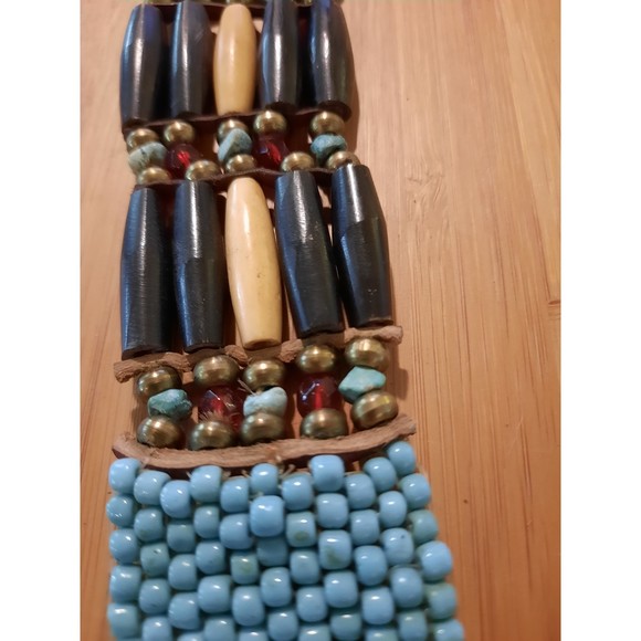 Handmade Traditional Tribal Style 5 Line Buffalo Bone Hairpipe Beads Choker - Picture 3 of 6